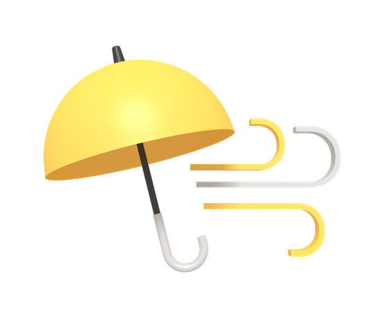 Umbrella In The Wind  3D Icon