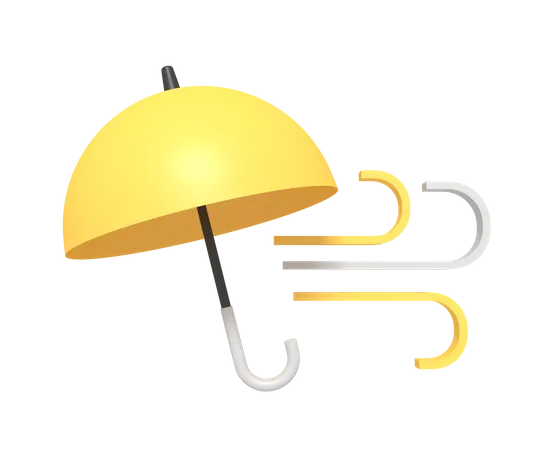 3 D Icon Of Umbrella In The Wind 3D Icon