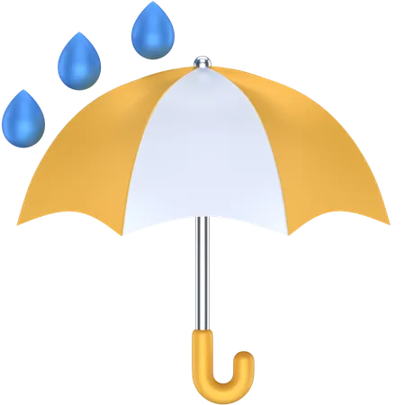 3 D Icon Of An Umbrella With Rain Drops 3D Icon