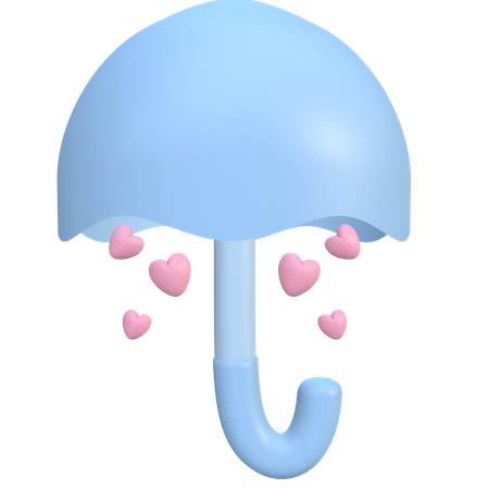 Umbrella with heart  3D Illustration