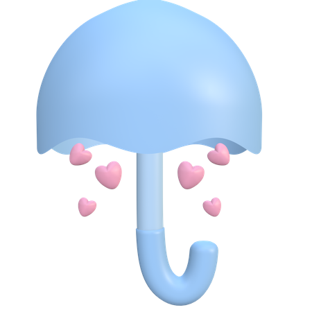 Umbrella with heart 3D Illustration