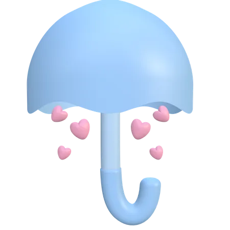 Umbrella with heart 3D Illustration