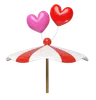 Umbrella with heart balloons