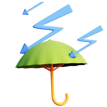 Umbrella With Lightning  3D Icon