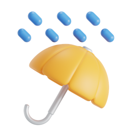 Umbrella with rain  3D Icon