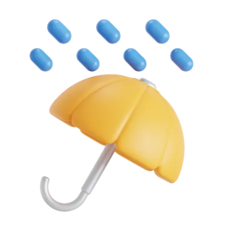 Umbrella With Rain 3D Icon