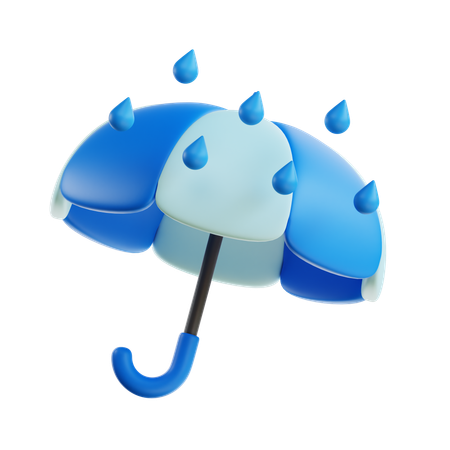 Umbrella With Rain  3D Icon