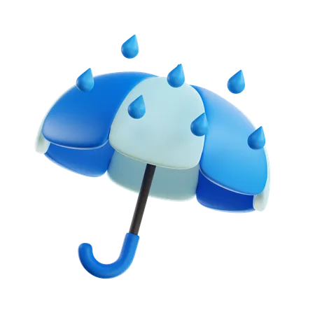 Umbrella With Rain  3D Icon