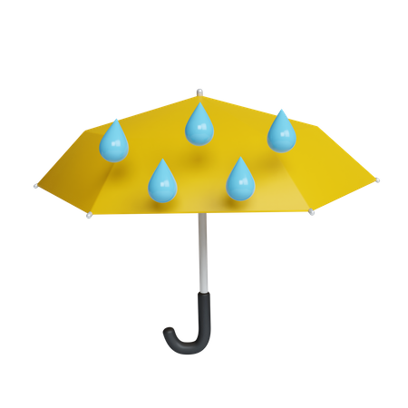 Umbrella With Rain  3D Icon