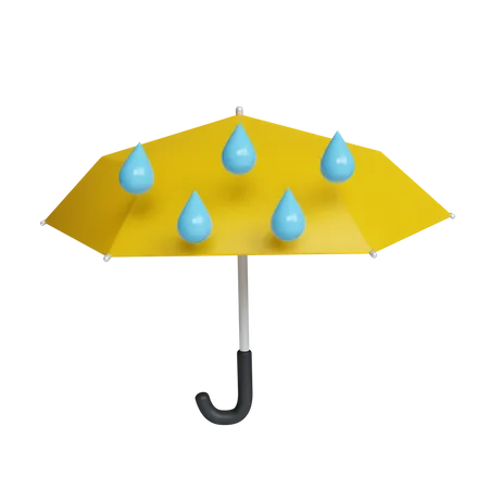 3 D Umbrella With Rain Rainy Day Icon Isolated On Gray Background 3 D Rendering Illustration Clipping Path 3D Icon