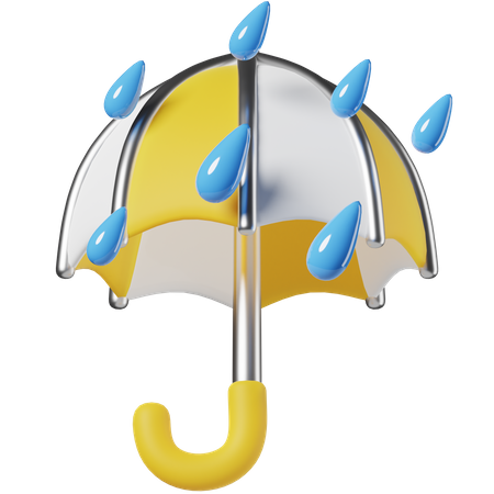 Umbrella With Rain Drop  3D Icon