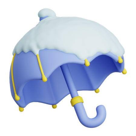 Umbrella With Snow  3D Icon