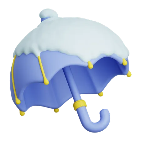 Umbrella With Snow  3D Icon