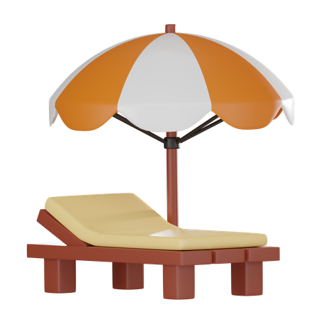 Umbrellas And Poolside Beds  3D Icon