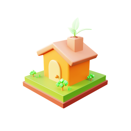 Umweltfreundliches Haus  3D Illustration
