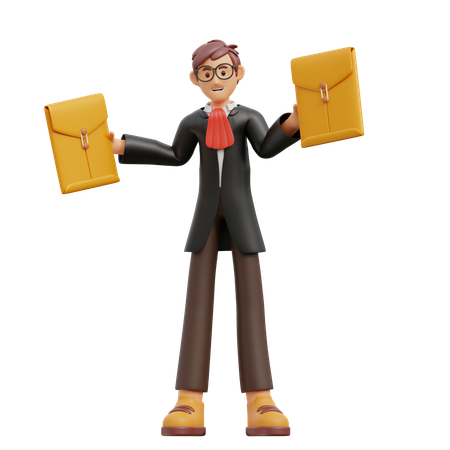 Un abogado masculino recibe un expediente  3D Icon