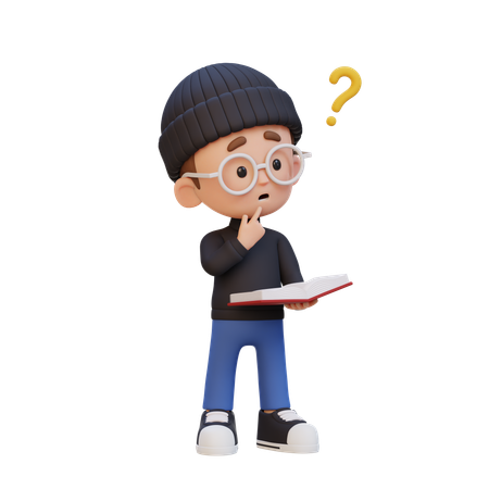 Un enfant heureux se perd en lisant un livre  3D Icon
