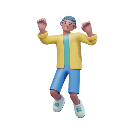 Un étudiant saute de joie  3D Icon