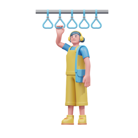 Un étudiant se déplace en bus  3D Icon