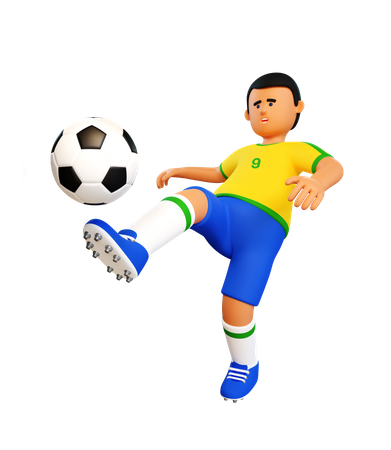 Un footballeur brésilien frappe le ballon  3D Icon