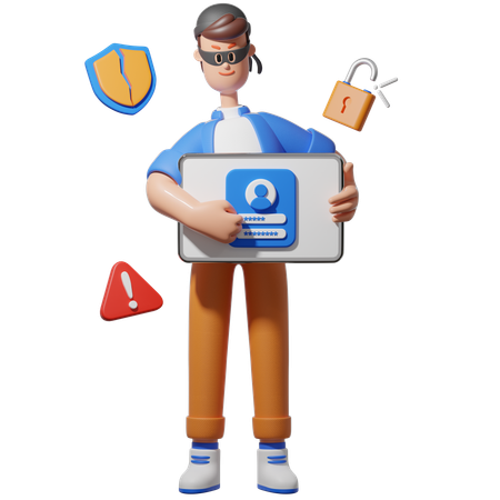 Un hacker intenta hackear una computadora  3D Icon
