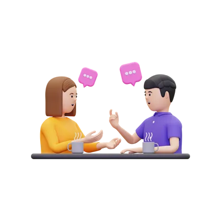 Un hombre y una mujer están conversando.  3D Illustration