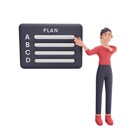 Un homme d'affaires illustre les options de planification des produits  3D Icon