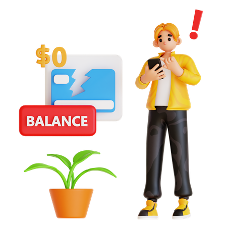 Un homme effectue un paiement en ligne alors qu'une erreur de transaction se produit  3D Icon