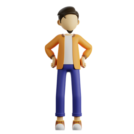 Un homme est debout  3D Illustration