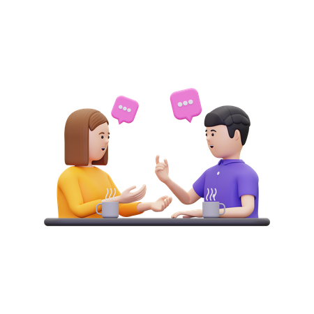 Un homme et une femme discutent  3D Illustration