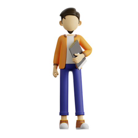 Un homme tenant un cahier  3D Illustration