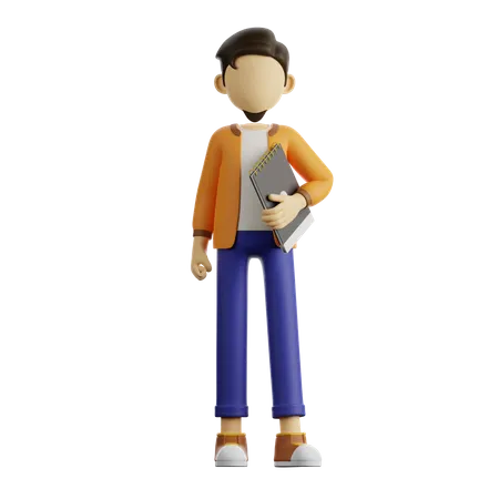 Un homme tenant un cahier  3D Illustration