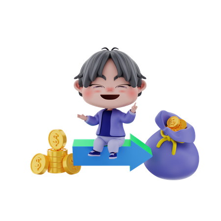 Un investisseur qui réussit obtient des bénéfices  3D Icon