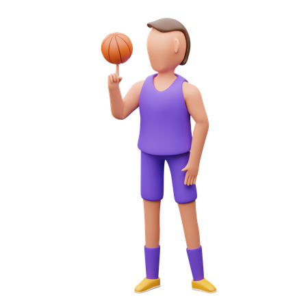 Un joueur de basket-ball fait tourner la balle avec ses doigts  3D Icon