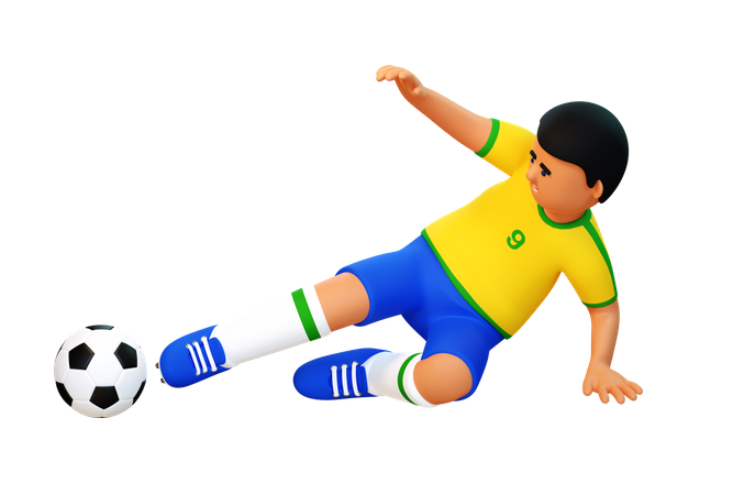 Un joueur de football fait un tacle glissant dans le jeu  3D Icon