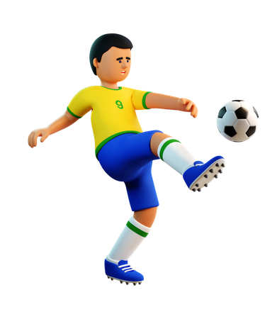 Un joueur de football frappe le ballon  3D Icon