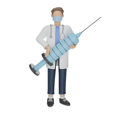 Un médecin vaccine contre le covid 19  3D Icon