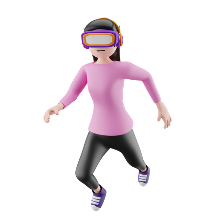 Un personaje del metaverso con gafas de realidad virtual.  3D Illustration