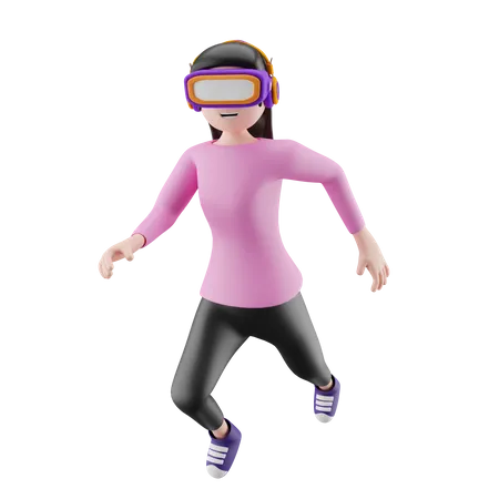 Un personaje del metaverso con gafas de realidad virtual.  3D Illustration