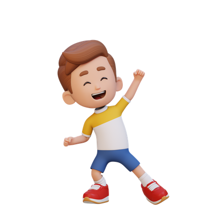 Un petit garçon célèbre dans une pose joyeuse  3D Icon