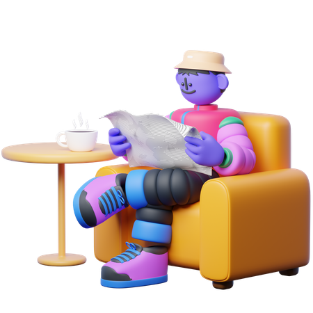 Una sesión con café y un periódico  3D Icon
