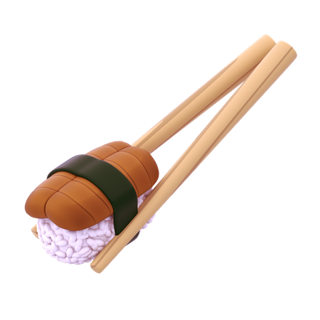 Unagi Nigiri In Chopstick  3D Icon