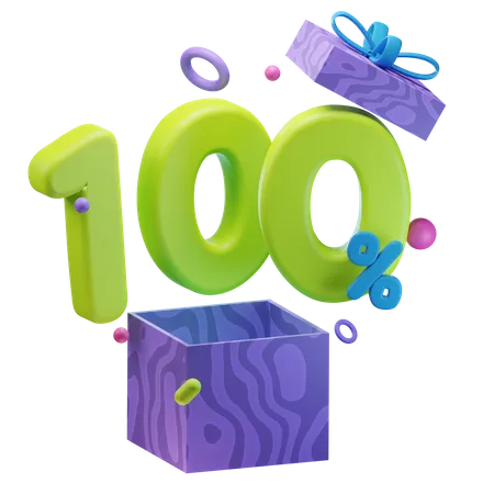 Unboxing 100 Percentage Discount  3D Icon