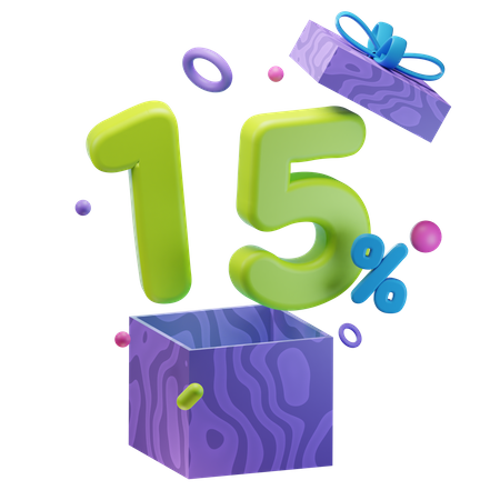 Unboxing 15 Percentage Discount  3D Icon