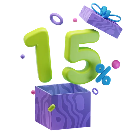 Unboxing 15 Percentage Discount  3D Icon