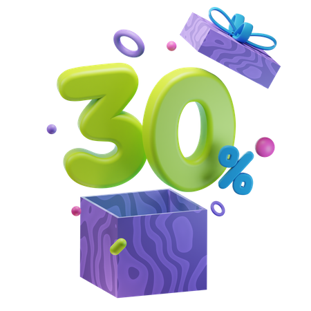 Unboxing 30 Percentage Discount  3D Icon