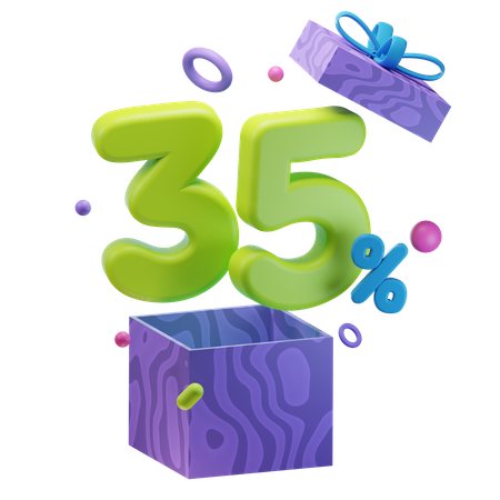 Unboxing 35 Percentage Discount  3D Icon