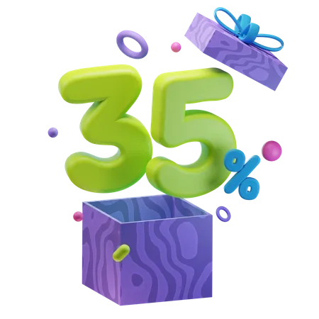 Unboxing 35 Percentage Discount  3D Icon