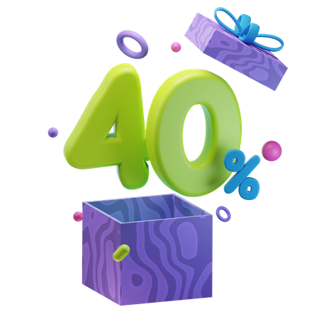 Unboxing 40 Percentage Discount  3D Icon
