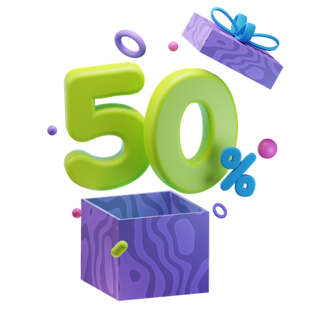 Unboxing 50 Percentage Discount  3D Icon